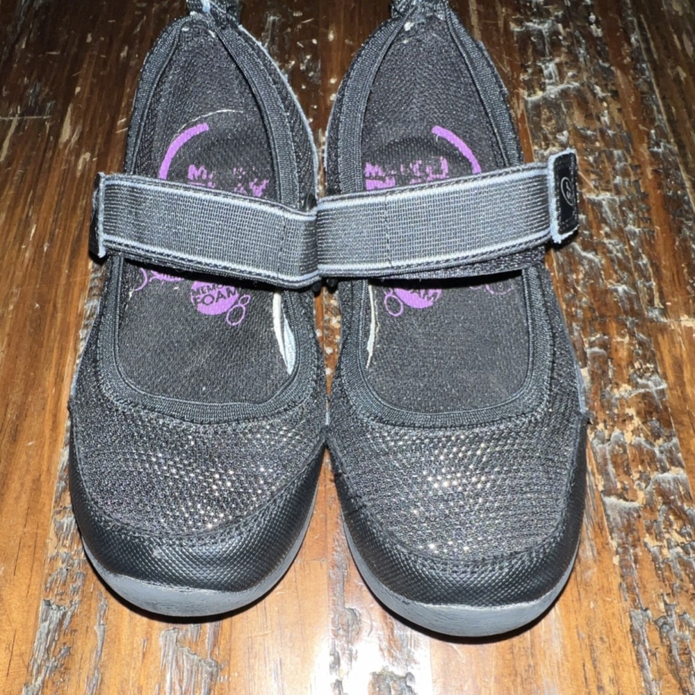 Stride Rite Made2Play Girls Black Glitter Mary Jane Flats Hook & Loop 11M